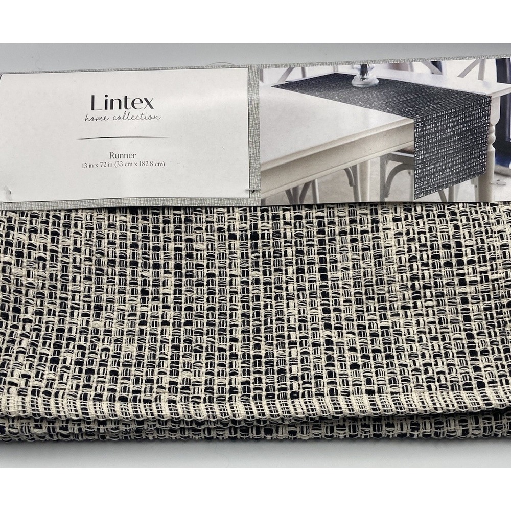 Lintex Home Solana Black Cream Table Runner 13‎ x 72 Woven Cotton